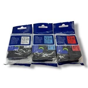 Tape Cassette for TZ Tape & TZe Tape, Laminated 12mm - (B/W, B/BL, B/R) *Sealed*